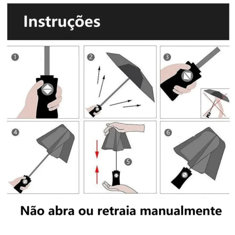 Guarda-Chuva Automático Premium - Reforçado (24 Varetas) com Proteção UV Resistente ao vento.
